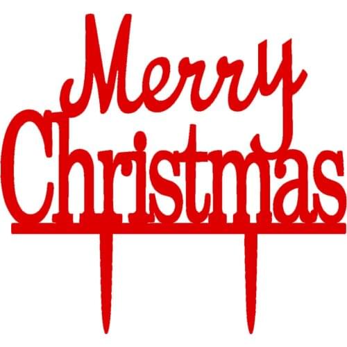 1pcs Red Merry Christmas Cupcake Toppers Glitter Xmas Holiday Cupcake Picks Christmas Party Cake Decorations