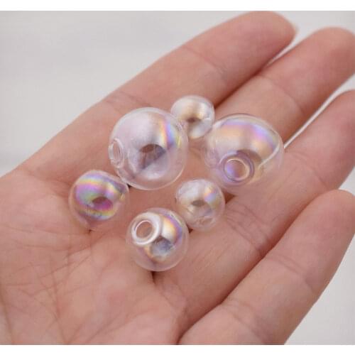 10pieces one hole colorful 10mm 12mm 16mm hollow glass ball glass globe vial pendant jewelry findings making