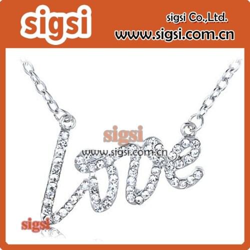 100pcs 65mm High Quality Silver Plating Rhinestone Crystal LOVE pendant