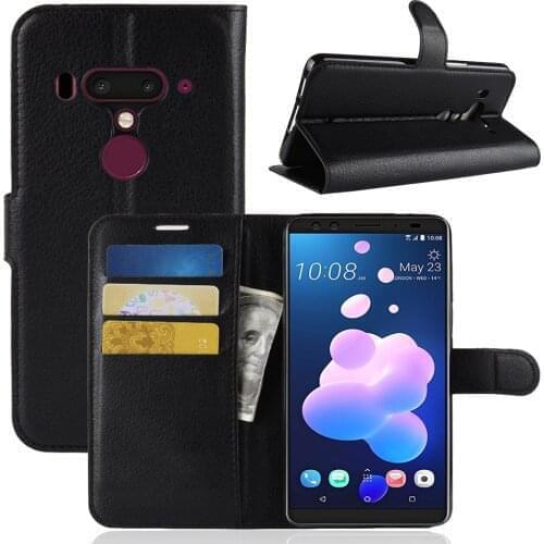 100pcs/lot For HTC U12 Plus Litchi Lychee Wallet Leather TPU cover case For HTC U ultra U play U ultra U11 plus desire 626 650