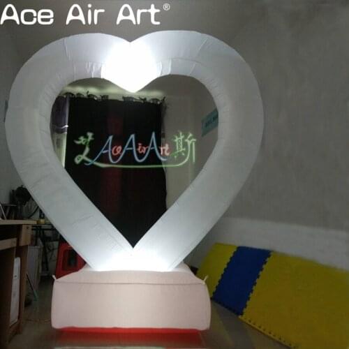 2.2m (8ft)H led lighting inflatable led heart replica model with cube base inflatable heart for stage/Valentines Day decoration
