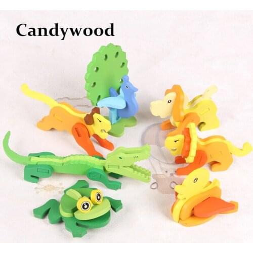 Animal 3D puzzles Wooden Assembled 3D puzzle Kids DIY model educational toys children Jigsaw Puzzle