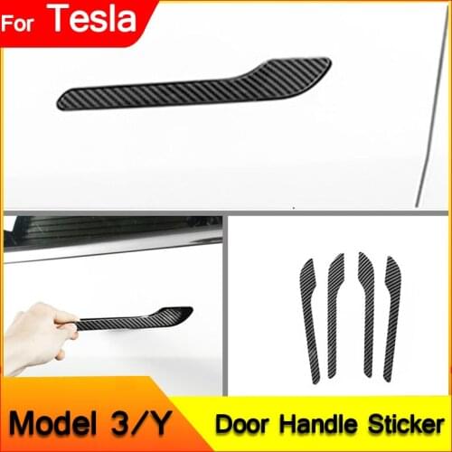 4PCs For Tesla Model 3 2021 Accessories Car Door Handle Wrap Cover Sticker Model3 Model Y