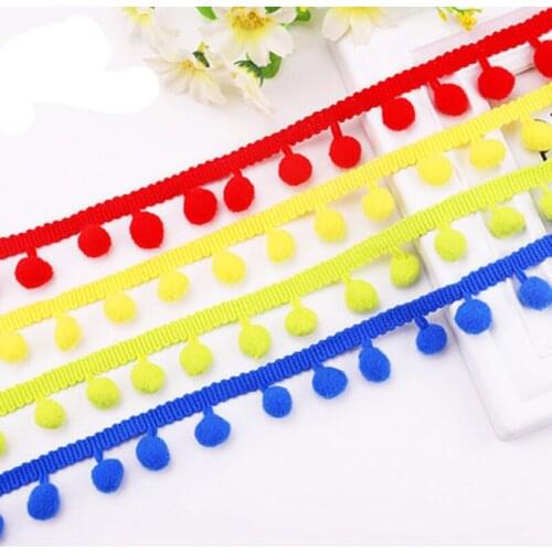 5yards Pompom Lace Ribbon Polyester Tassel With Fur Ball Trim For Craft DIY Curtain Home Decorative Clothes Sewing Accessories