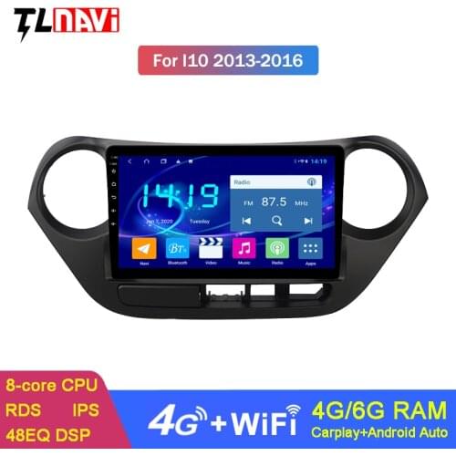 9 INCH IPS 6G+128G Android 10 For LHD or RHD Hyundai I10 2013-2016 Car Radio Multimedia Video Player Navigation GPS