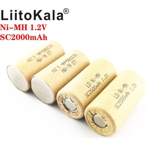 LiitoKala Ni-MH SC2000mAh 1.2V Rechargeable Battery NIMH Cell Discharge Rate 10C-15C for Electronic Drill Power