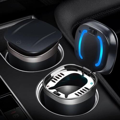Car Ashtray Portable Auto Cigarette Smoke Ash Tray LED Light Car Ashtray Universal Cigarette Cylinder Holder Car Accessories