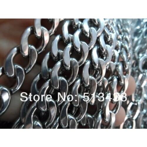 Free ship!50 meters bright finished strong Stainless Steel heavy 10mm flat chain.jewelry finding DIY necklace bracelet in Bulk
