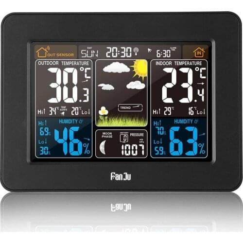 Wireless Thermometer Clock Backlight Indoor Humidity Multifunction Wireless Weather Station Digital Alarm Clock Livingroom