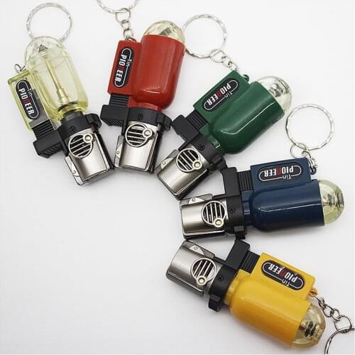 Portable Nozzle Butane Jet Gas Key Ring Lighters Spray Gun Welding Torch Lighter Windproof Household Items Smoker Gifts No Fuel