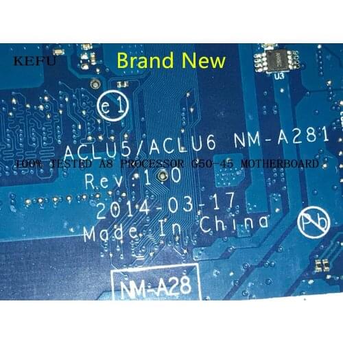 FAST SHIPPING.100% NEW.ACLU5 / ACLU6 NM-A281G50-45 MAINBOARD FOR LENOVO G50-45 LAPTOP MOTHERBOARD A8 PROCESSOR +GPU R5 M330 2GB