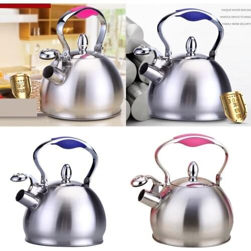 2.5L Whistling Tea Kettle Stainless Steel Stovetop Teakettle Sturdy Teapot for Tea Coffee Fast Boiling, Home Kitchen Camping Use