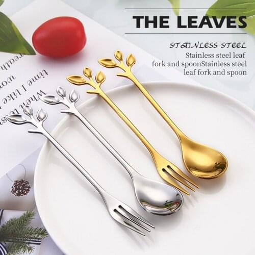 Dessert Snack Fork Spoon Home Restaurant Stainless Steel Tableware Fruit Cake Ice Cream Fork Coffee Spoon Mini Tableware