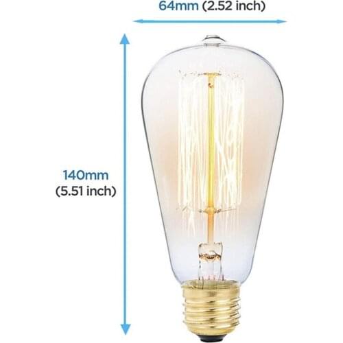 E27 Edison Light Bulb Glass Incandescent Bulbs W-filament Bulb Tungsten Filament