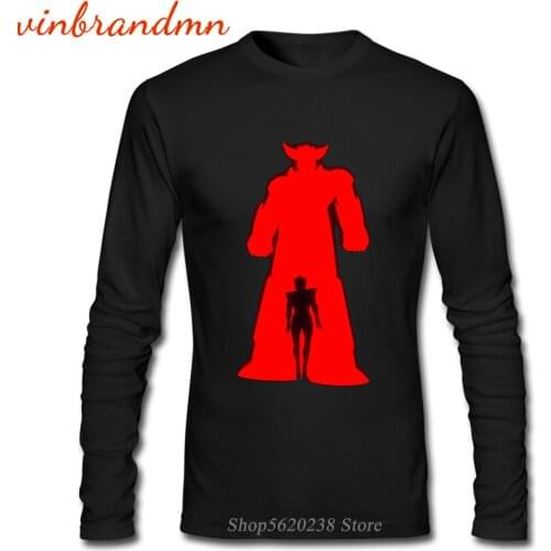 Grendizer Mazinger Z Print T Shirt Long Sleeve Crew Neck T-Shirt Funny Japanese Anime Goldrake UFO Robot Design For Men Clothing