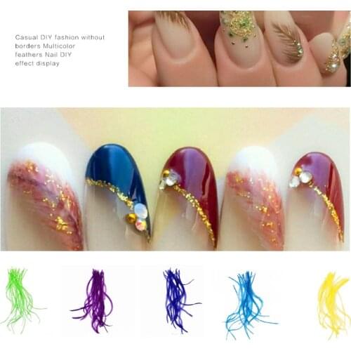 JEARLYU(JEARLYU)Hot Sell 5pcs/bag 3D Nail Art Decorations Different Colors Real Feather Nail Accessories DIY Decoration Tools