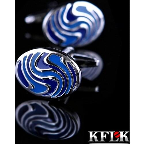KFLK Jewelry french shirt cufflinks for mens designer Brand High Quality Cuffs links wholesale Button Blue Wedding guests