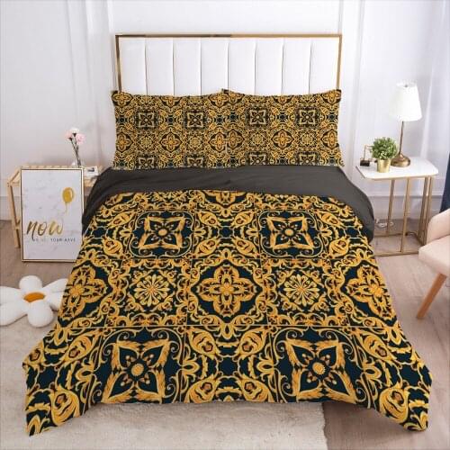 3D Black Luxury Duvet Cover Set Bedding Sets Quilt Covers Pillowcases Comforther Cases Queen Full Twin Single Size Bed Linen