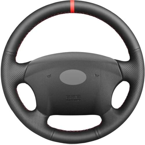 Artificial Leather Red Marker Car Steering Wheel Cover for Hyundai Azera 2005-2010 Sonata NF NFC 2005-2010 Kia Carens 2007-2011