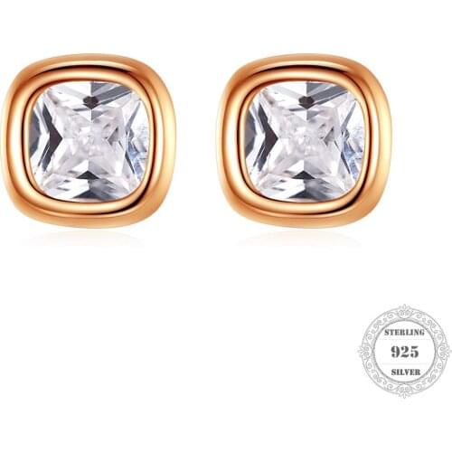 Square Zircon 925 Sterling Silver Earrings Simple and Elegant 2020 New Earrings For Women Gift