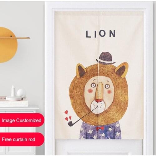 Cartoon Animals Linen Door Curtain Noren Kitchen Bedroom Lion fox panda Curtains Home Entrance decoration Customizable curtain