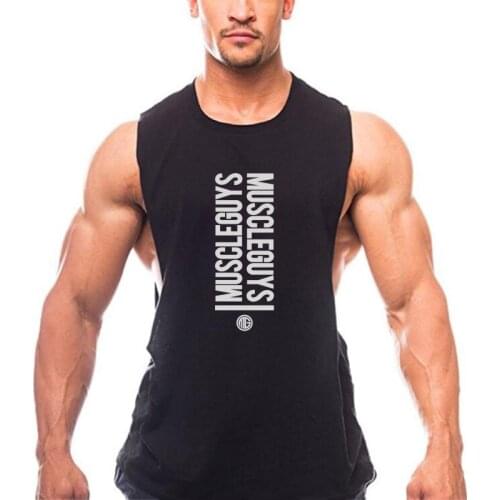 Muscleguys Letter Gyms Stringer Vest Men Tank Tops Print Fitness Sleeveless Shirt Cotton Workout Clothing Sexy Undershirt Man