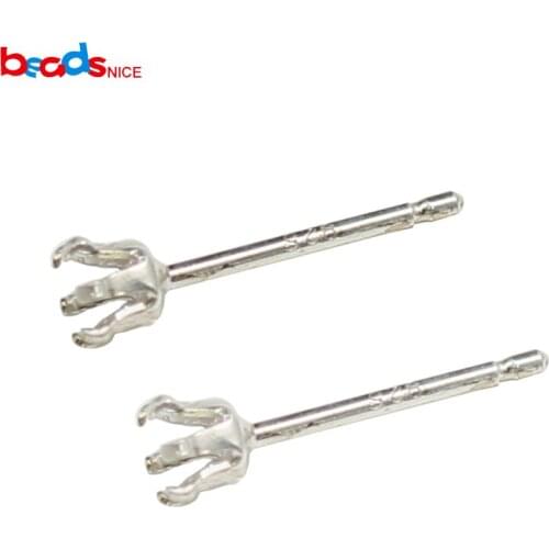 Beadsnice ID38396smt2 Solid Silver Claws Prong Set Ear Posts Custom Made in Your Size Rustic Gemstone Easy Mount