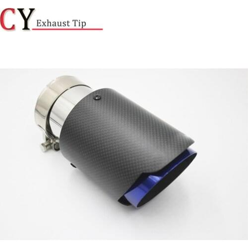 1 PCS Matte Carbon Fiber Blue Stainless Steel Exhaust Muffler Tip Blue Exhuast Pipes Rear Muffler Tips