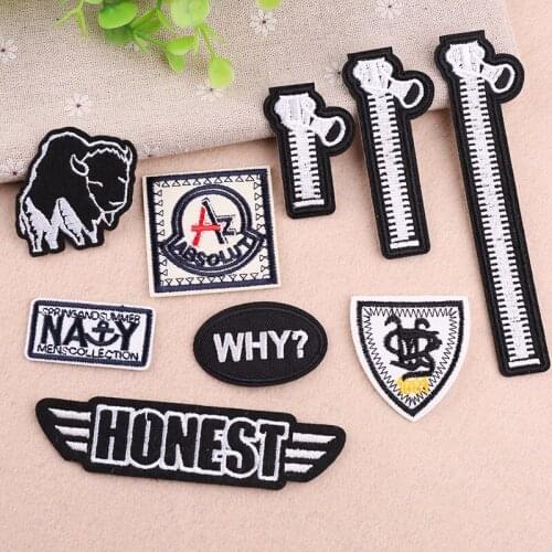 50pcs/Lot Embroidery Patches Letters Clothing Decoration Accessories Street Fashion Diy Iron Heat Transfer Applique Iron Ons