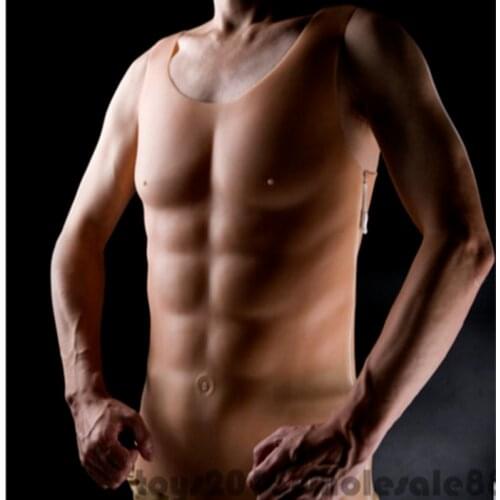 New Silicone Big Head Chest Muscles Sexy Realistic Male Vest Abdominal Muscle Enhancer Boxing Training Men Silicone Fake Chest