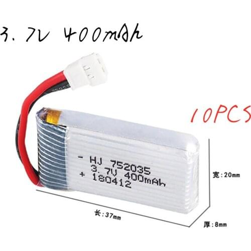 Original 752035 3.7V 400mAh Lipo Battery For H31 X4 H107 MJX RC F47 DFD F180 Spare Parts Lipo battery 3.7 V For H31