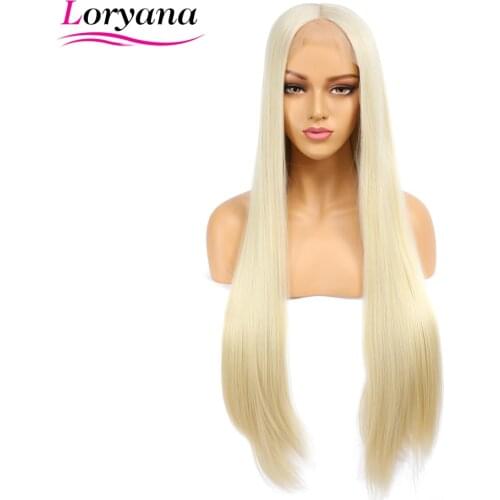 613 Blondle Synthetic Hair Lace Front Wig 26 Inch Long Straight Wig Cosplay Wig Heat Resistant Synthetic Hair