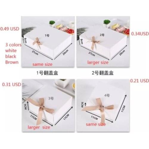 Clamshell Kraft Cardboard West Point Gift Box Bowknot M L XL Box white black brown 400 pcs of each color