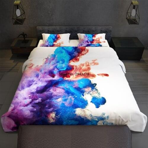 Blue & Red Colorful Paint Splash Creative Duvet Cover Single Double Queen King Size Soft Quilt Cover White Bed Linen Kids Adults