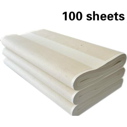 100 Sheets Three Feet Xuan Paper Chinese Semi-Raw Rice Paper For Chinese Painting Calligraphy Papel Arroz Handicraft Supplies