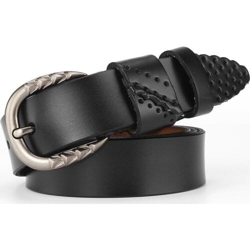 New Designer Fashion Womens Belts Genuine Leather Brand Straps Female Waistband Pin Buckles Fancy Vintage for Jeans