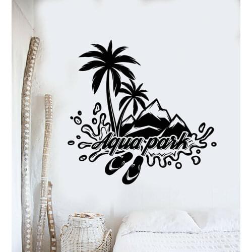 Seaide Swem Wall Decal Vinyl Leisure Beach Style Palms Mountains Sticker Living room Home Decoration Removable Stickers Z075