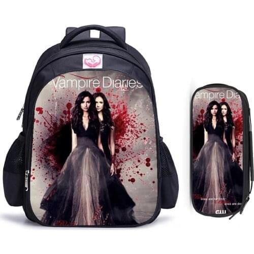 16 Inch Vampire Diaries School Bag for Kids Boys Girls Backpack Children School Sets Pencil Bag Toddler Mochilas