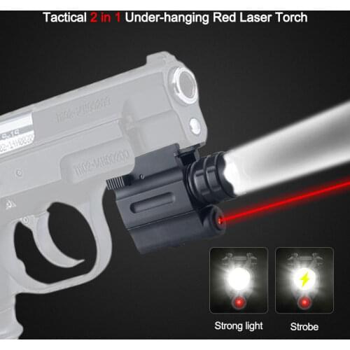 Tactical LED Weapon Gun Light With Red/Green Dot Laser Pointer Sight Military Airsoft Pistol Gun Light for 20mm Rail Pistol Aim