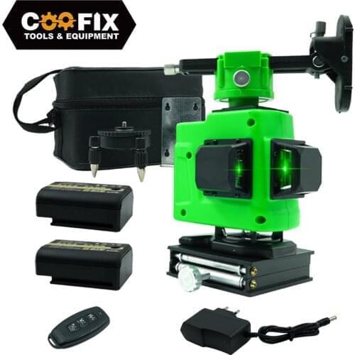 COOFIX 12 Lines Laser Level 3D Level Self-Leveling 360 Horizontal And Vertical Green Laser Level with Battery and Tripod