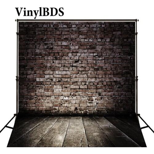 VinylBDS Backdrops Newborn Baby Dark Red Brick Wall Fundo Fotografico Madeira Brown Wood Floor Background For Photo Studio