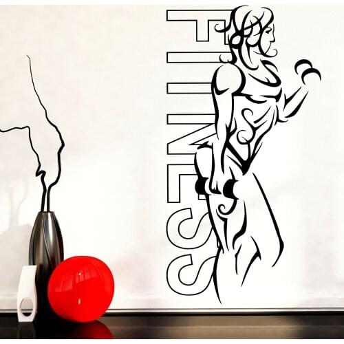 Gym Wall Stickers Fitness Girl Woman Iron Sport Yoga Health Vinyl Wall Decal health club Home Room Decoration Accessories X974