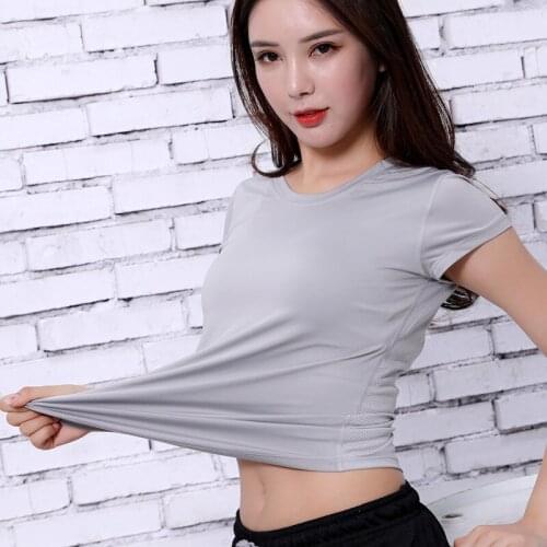 Women Long Sleeve Running Shirts Sexy Exposed Navel Yoga T-shirts Solid Sports Shirts Quick Dry Fitness Gym Crop Tops Sport Wear