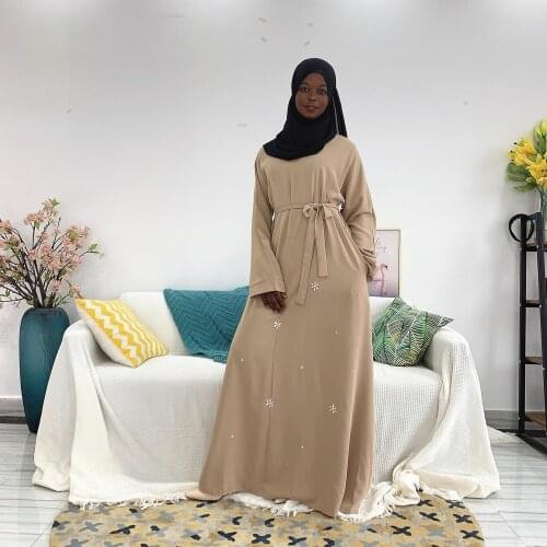 Vestidos Kaftan Dubai Abaya Muslim Dress Pearls Turkey Islam Clothing Morocco Evening Dresses for Women Robe De Moda Musulmana