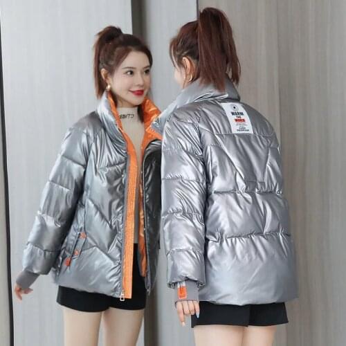 Winter New Short Loose Female New Bright Face Down Padded Jacket Women Casual Warm Parkas