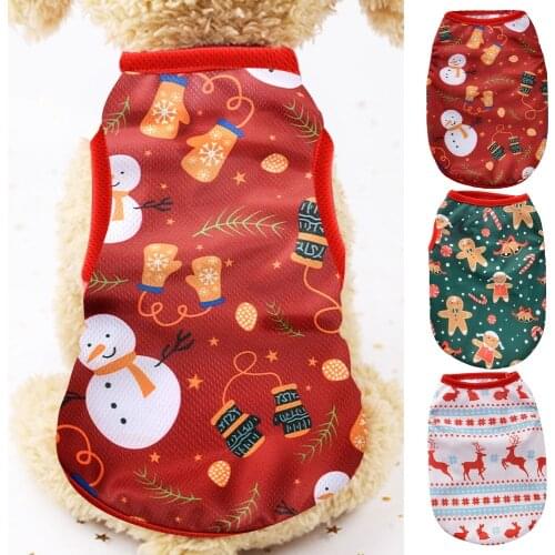 2021 Christmas Dog Clothes Cotton Pet Clothing Hoodies For Small Dogs Cats Vest Shirt Puppy Dog Costume Chihuahua Yorkies Outfit