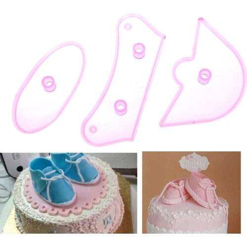 3Pcs/set Baby Birthday Sneaker Shoe cake Mold Fondant Cake Decorating Tools Embosser Cookie Cutter Sugarcraft Mould