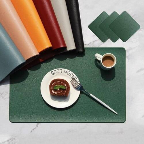 30x45CM Luxury Leather Coaster Solid Table Mat Heat Insulation Non-Slip Simple Placemat Dish Coasters Placemat for Kitchen Table