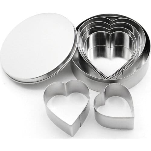 6Pcs/Set Stainless Steel Cookie Cutter heart-shaped Biscuit Mold Dessert Mold Kitchen Cake Mold Tools 48set/lot
