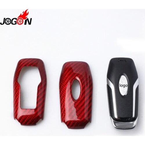 Car Styling Carbon Fiber Remote Key Case Key Fob Cover Shell Trim For Ford Mustang 2015 2016 2017 Accessories